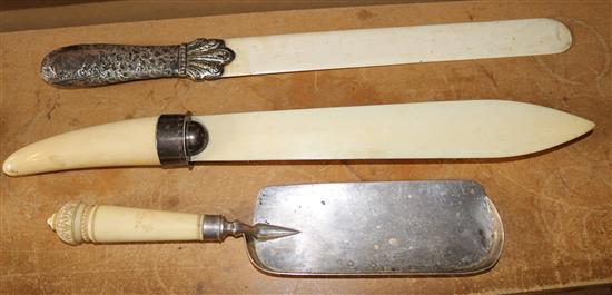 Ivory handled paperknife, page turner etc.